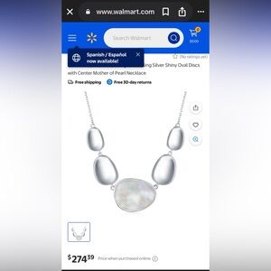 Sterling Silver Oval Discs with Center Mother of Pearl Necklace. NWT. MSRP 275